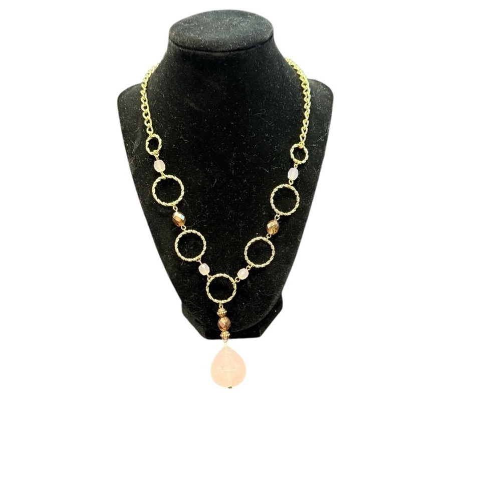 Avon Goldtone/brown and Pink link Necklace. NIB vintage 2007